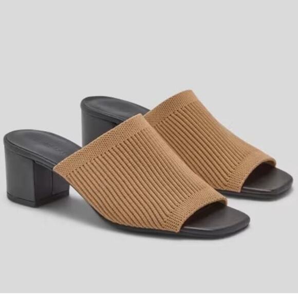 Everlane Shoes - Everlane Glove Mule ReKnit Tan Black Square Toe Block Heel Size 9 Sustainable